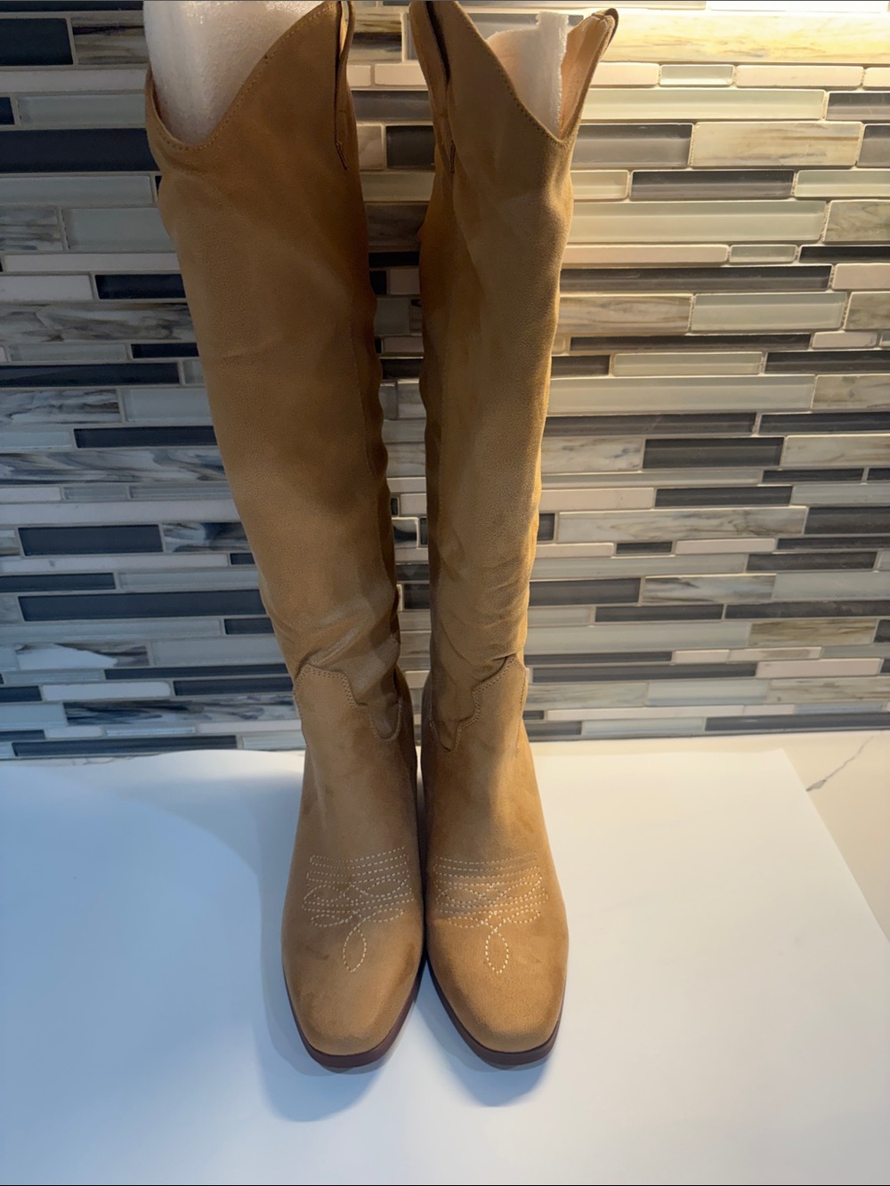Source Unknown Tan Suede Over-the-Knee Boots